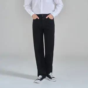 [진마니아]올블랙 컬러픽 난스판 와이드 청바지 MJU-696 남성 데님