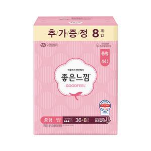 좋은느낌 울트라슬림 날개 중형 36+8개입 1팩 생리대