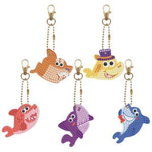 상어 친구들 열쇠고리 보석십자수 5개 한세트(양면)