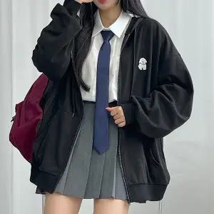 [보리보리/불량소녀]자체제작 흰둥이 자수 오버핏 후드집업 2컬러 가을아우터 캐릭터 간절기 자수포인트