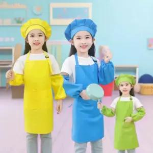 방수앞치마 쉐프 요리사 모자 미술 조리 학습 역할놀이 체험학습 앞치마 어린이 키즈 아동용