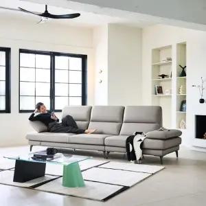 루체 3.5인 전체 천연가죽 소파