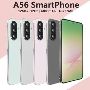 글로벌 버전 A56 스마트폰 안드로이드, 6.8인치, 12GB RAM, 512GB ROM, 듀얼 SIM, 휴대폰, Google Play 스