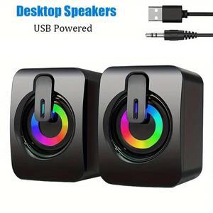 PC 노트북 컴퓨터 스피커 사운드 케이스 HIFI 스테레오 마이크 USB 유선 Caixa De Som LED RGB 조명 포함