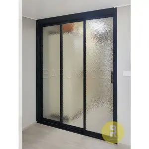 [바른도어]43번 초슬림3연동중문 블랙 아쿠아강화유리a