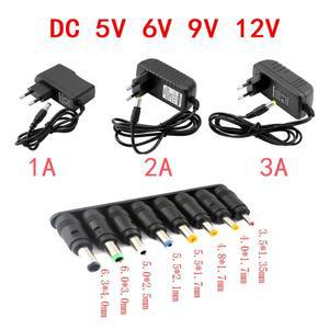 전원 어댑터 100 240V DC5V 6V 9V 12V 1A 2A 3A 범용 벽면 소켓 6W 최대 5.5X2.5mm 콘센트 8개 포함
