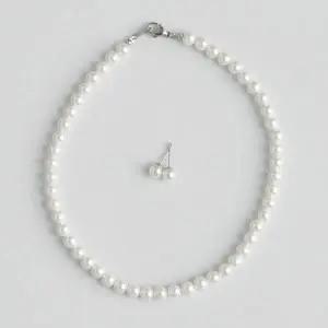 [콩심팥심]핵 진주 세트 (6mm) 핵진주목걸이 심플한목걸이 진주귀걸이 진주세트