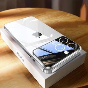 럭셔리 도금 투명 하드 PC 유리 렌즈 카메라 보호 케이스 iPhone 15 Pro Max 범퍼 풀 커버