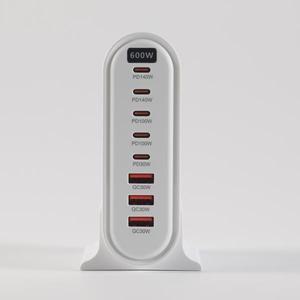 2025년형 600W GaN 고속 충전기 타입 C PD3.1 어댑터 8포트 스테이션 (아이폰 호환호환 16  삼성호환  샤오