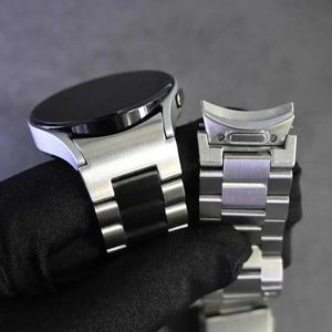 삼성 갤럭시 워치7 40 44MM FE/6/클래식 43 47mm, 워치 5Pro 45mm용 틈새 없는 퀵핏 스테인리스 스틸 스트