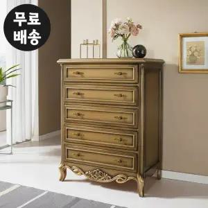 디온 엔틱 서랍장 5단 안방 옷 서랍 원목 850 흑진주