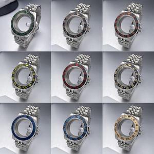 40mm GMT NH35 케이스 120클릭 서브 베젤 스테인리스 스틸 사파이어 크리스탈 세이코 모드 부품 NH34 NH35