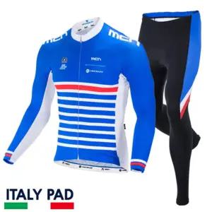 mcn 자전거용 블루마린 긴팔 9부 패드바지 세트 라이딩복
