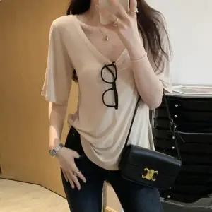 G126889 딥브이넥 데일리스판 부들부들 반팔티셔츠