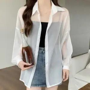 여성 셔츠 여름 시스루 긴팔 여름셔츠 데일리셔츠