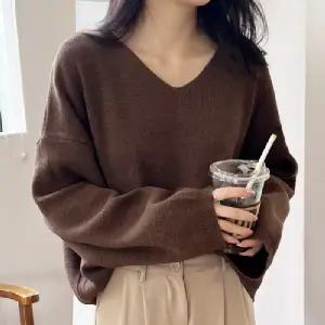 여성 브이넥 루즈핏 니트 티셔츠 와이드 통소매 캐주얼 만능코디 긴팔 니트티 빅사이즈