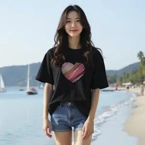 루즈핏 U넥 라운드넥 반팔티 실켓 스판 반팔 티셔츠 롱티
