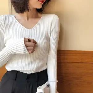 G126819 슬림 브이넥 긴팔 골지니트 티셔츠