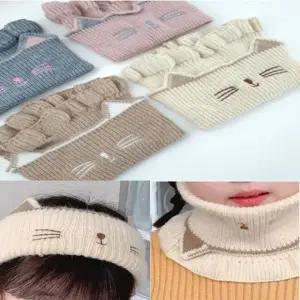 [사러왕]고양이 공갈목폴라 공갈목티 워머 여성 넥워머 목도리 넥스카프 니트 헤어밴드 겨울 방한 목도리