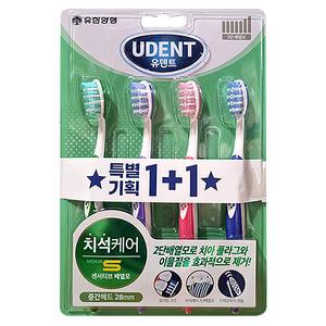 치석케어 2단 배열모 칫솔 유한덴탈케어 유덴트 미디엄S 4입+4입(총8입)