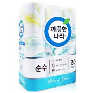 깨끗한나라 순수무형광 3겹30롤 순수 베이직2겹40m