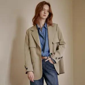 [MAXZA] 사선 버튼 플랩 포켓 싱글 테일러드 자켓