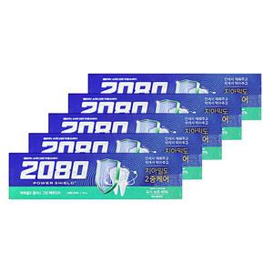 애경 2080 파워쉴드 플러스 그린 페퍼민트 치약 상쾌한 후레쉬 140g 5개 양치
