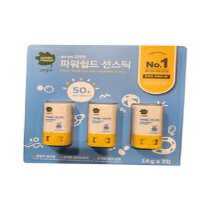 그린핑거 파워쉴드 선스틱 워터프루프 SPF50+ 14g 3개