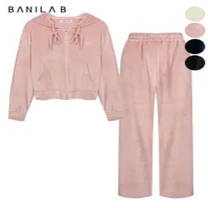 [바닐라비][바닐라비] 벨로아 자수 크롭집업 밴딩팬츠 셋업