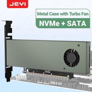 JEYI NVMe NGFF SSD용 듀얼 PCIE 4.0 어댑터 터보 선풍기 NVME m 키 및 SATA b 키 SSD PCIe x4 X8 X16 슬롯