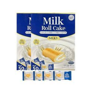 밀크롤 케이크 2kg (20g x 50입 x 2세트 | 총 100개입) 낱개포장 대용량 간식 휴대용 부드러운 한입 디저트