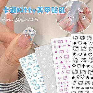 1 시트 일본어 네일 스티커 HelloKitty 고양이 머리 심장 귀여운 네일 데칼 접착 장식 뒤 접착제 매니큐어 스티커