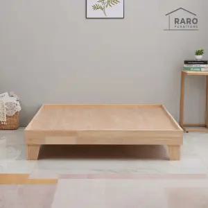 [/착불배송] 힐릭스 고무나무 원목 무헤드 침대 Q 프레임