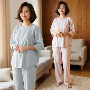 [카카오7%]요루지 무지 10부 바지 set/ 23SS74 / 엄마옷 / 할머니옷 / 빅사이즈 / 실버다이아몬드