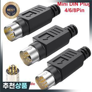 2PCS   8Pin/6Pin/4Pin 미니 DIN 플러그 S 터미널 PLC 커넥터 MD8 핀 남성 DIY 납땜 케이블
