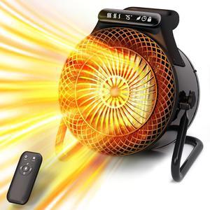 파티오용 실외 히터, 원격 온도 조절기 3S 고속 난방, 과열 방지 기능이 있는 1500W 전기 차고 히터, 온실용 3가지 모드가 있는 PTC 세라믹 히터, 캠핑 텐트 실내용