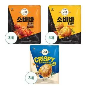 [롯데 단독]크리스피순살 3봉+소바바 소이허니순살 4봉+소바바 양념순살 3봉