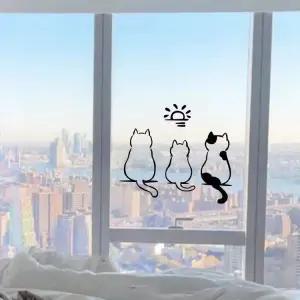 까페 고양이 데코 스티커 유리문 창문 시트지 인테리어