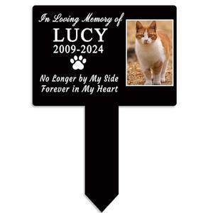 Jiolelores 개인 맞춤형 고양이 기념 사진 무덤 표식 말뚝, 표지판 애완동물 손실 공감 선물 야외 동물 표식을 위한 묘비