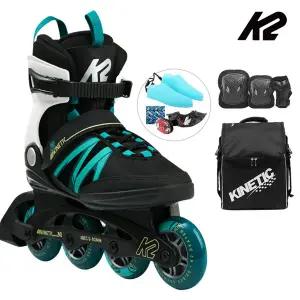 성인 인라인스케이트 K2 키네틱 80 W 블랙오션 성인용 인라인+가방+보호대 신발항균건조기 휠커버