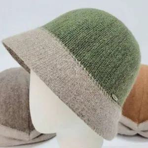 [애슬릿] 여성 벙거지 모자 투톤 울 니트 뜨개 가을 겨울 버킷햇