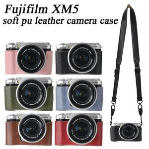 Fujifilm XM5 용 PU 가죽 카메라 케이스 가방 하프 바디 커버