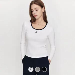 [지오다노] 325915 여 립 스쿱넥 긴팔티