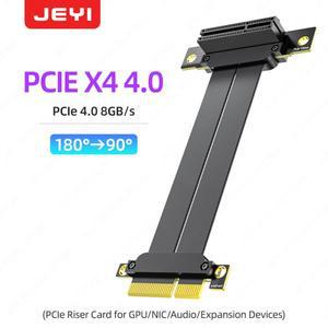 JEYI PCIe 4.0 X4 라이저 케이블 90 ° -180 채굴 장비 카드 네트워크 캡처 NVMe SSD 카드용 앵글 연장