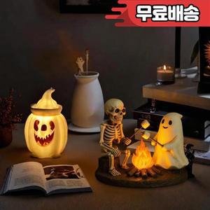 해골 유령 모닥불 밤 램프 할로윈 구이 마시멜로 동상 가짜 파이어 홈 파티 침실 장식