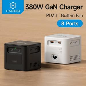 Hagibis 380W USB C 충전기 8포트 GaN Type 스테이션 PD 3.1 MacBook iPhone Dell XPS Samsung용 듀얼 140W