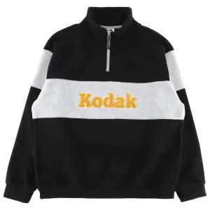 코닥 컬러블럭 마이크로플리스 반집업 맨투맨 K5423EFSR1BLK