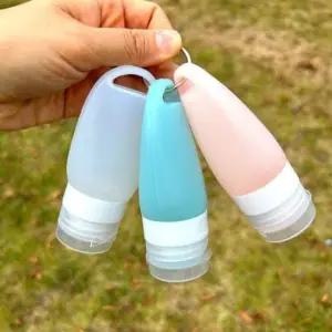 3컬러 고리형 실리콘공병 소분 40ml 용기 여행 휴대용 고리형 실리콘 공병
