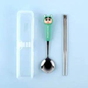 짱구 입체 스푼 젓가락세트-개구리