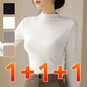 1+1+1 여성 폴라 티셔츠 겨울 긴팔 이너 반목티 3P